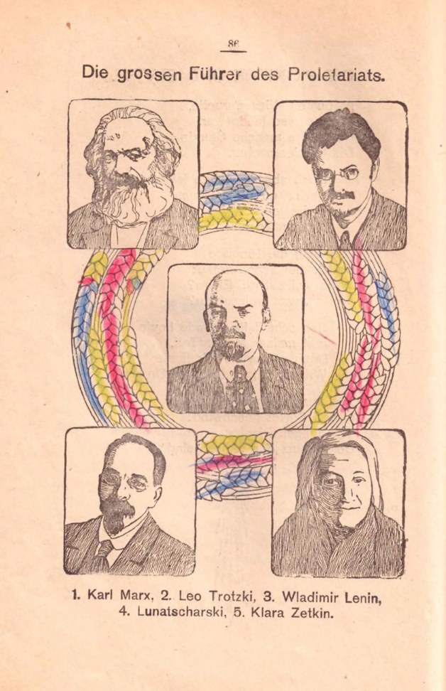 Figure 6: page 86 of Lerne Lesen, showing ‘the great leaders of the proletariat’.